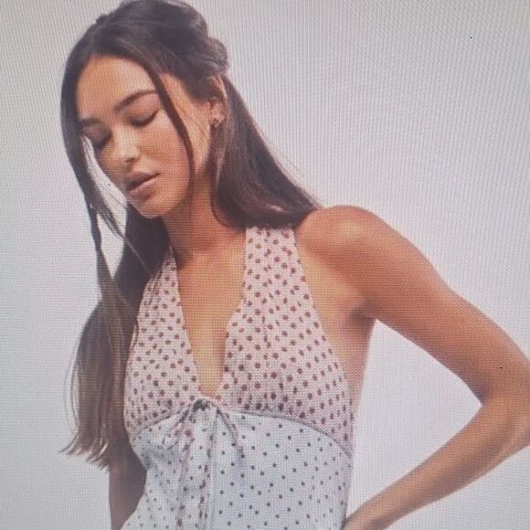 Free People Stelladonna Midi Dress Lt Blue Combo Size Large - Picture 5 of 17